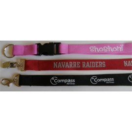 1" Woven Lanyard w/Split Ring or Swivel Hook with Logo