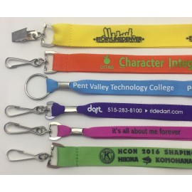 Promotional 1" Custom printed lanyard w/ choice of swivel hook, badge clip or split ring