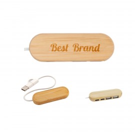 Bamboo Dual-Port USB Hub with Logo