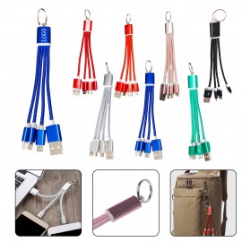 3-in-1 Braided Charging Cable Keychain with Logo