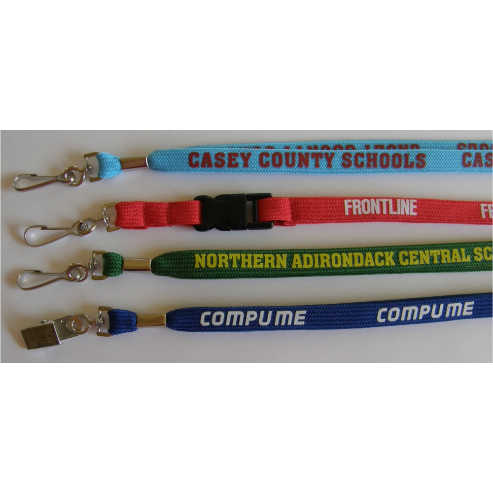 3/4 Printed Shoelace Tube Lanyard w/ Split Ring or Swivel Hook with Logo -   | USB Cables