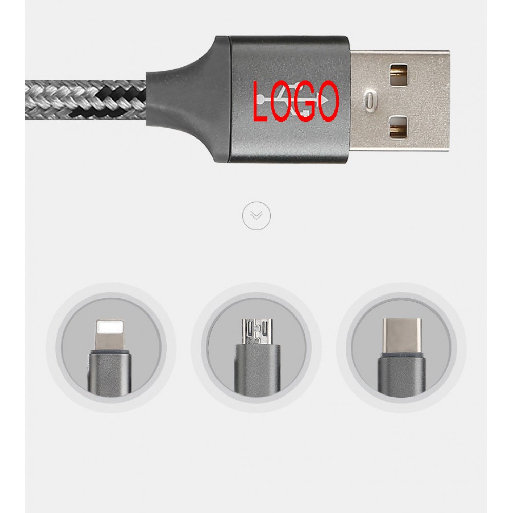 Logo Printed 3 in 1 USB data cable