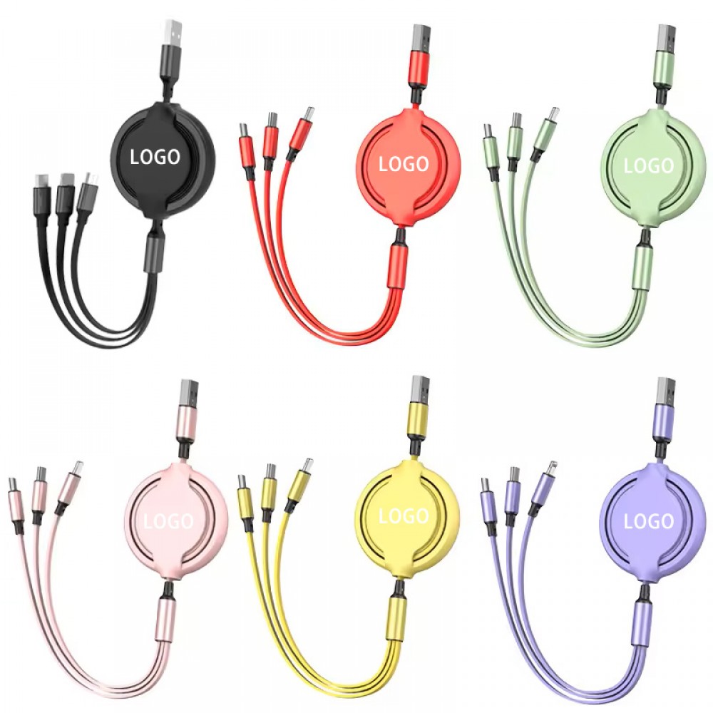 3-in-1 Multiple Charging Cord Adapter w/Mini Type C Micro USB Port Connectors 48" with Logo 3-in-1 Multiple Charging Cord Adapter w/Mini Type C Micro USB Port Connectors 48" with Logo