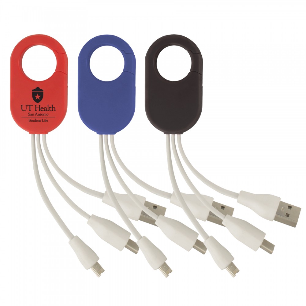 Logo Branded Multi Charging Cables with Carabiner