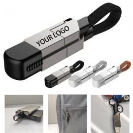 Logo Branded Portable Magnetic Keyring 4" 1 USB Charger Data Cord