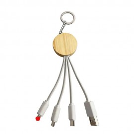 Logo Branded Mini 3-in-1 USB Charging Cable Keychain