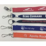 5/8" Custom printed lanyard w/ metal crimp w/ choice of split ring, badge clip or swivel hook with Logo