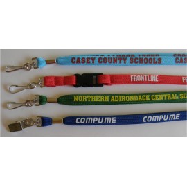 3/8" Printed Shoelace Tube Lanyard w/ Metal Crimp and Split Ring or Swivel Hook with Logo