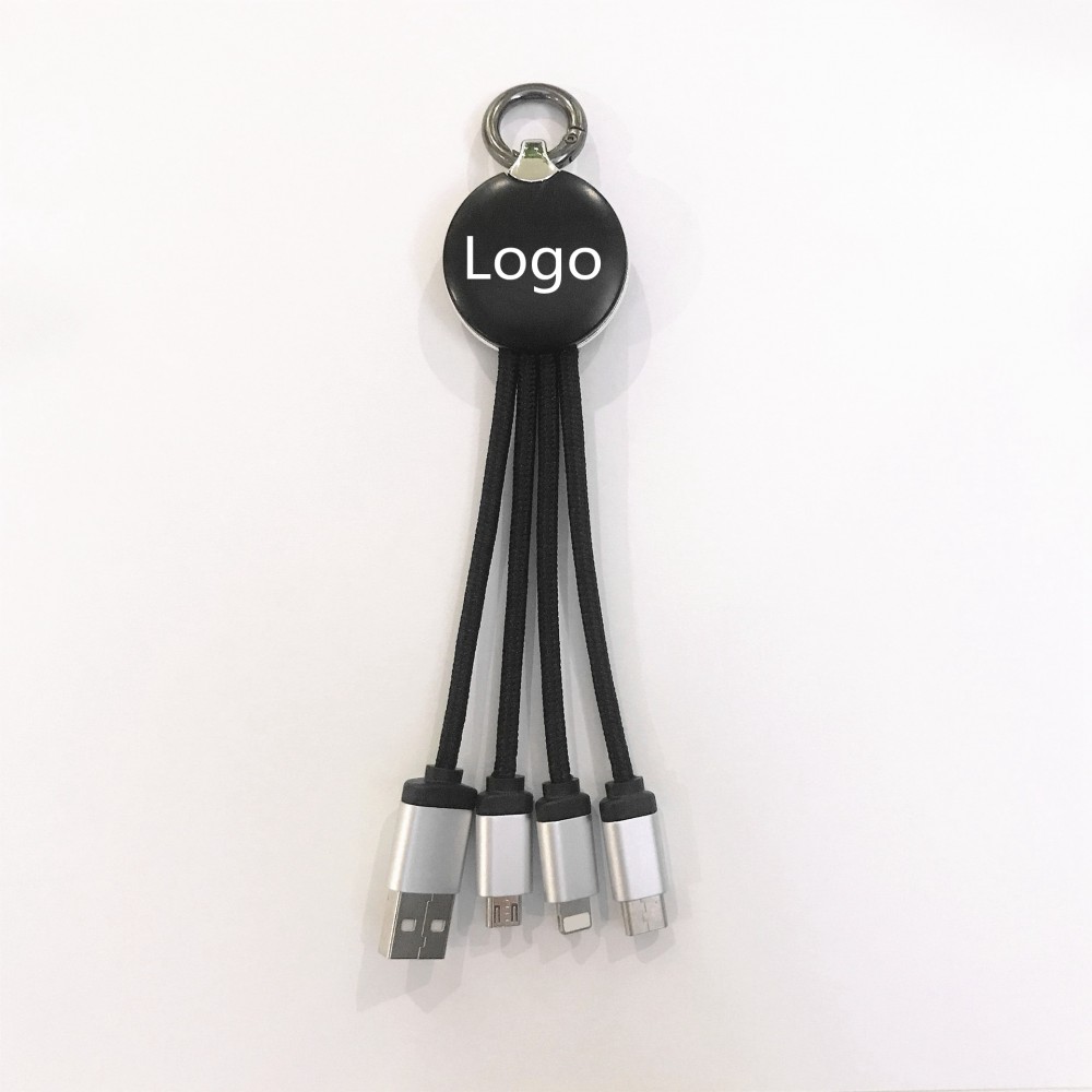 Portable 3 In 1 USB LED Logo Charging Cables With Key Chain with Logo