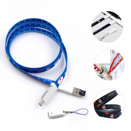 Logo Branded Polyester Lanyard With USB Charging Cable