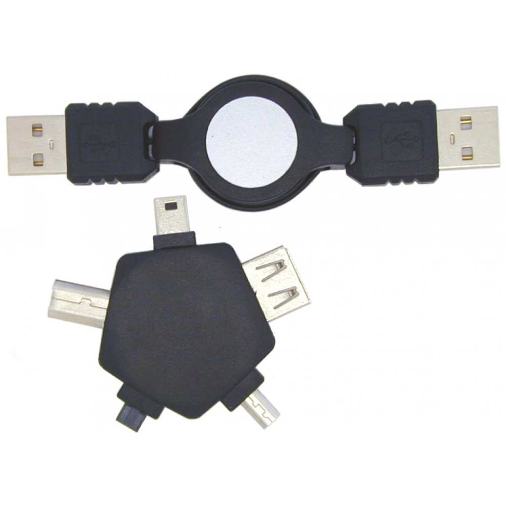 Retractable USB 2.0 Cord w/ Multi-Adapter with Logo Retractable USB 2.0 Cord w/ Multi-Adapter with Logo