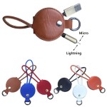 2 in 1 Round Cable PU Leather USB Dual Fast Charging Cord with Logo
