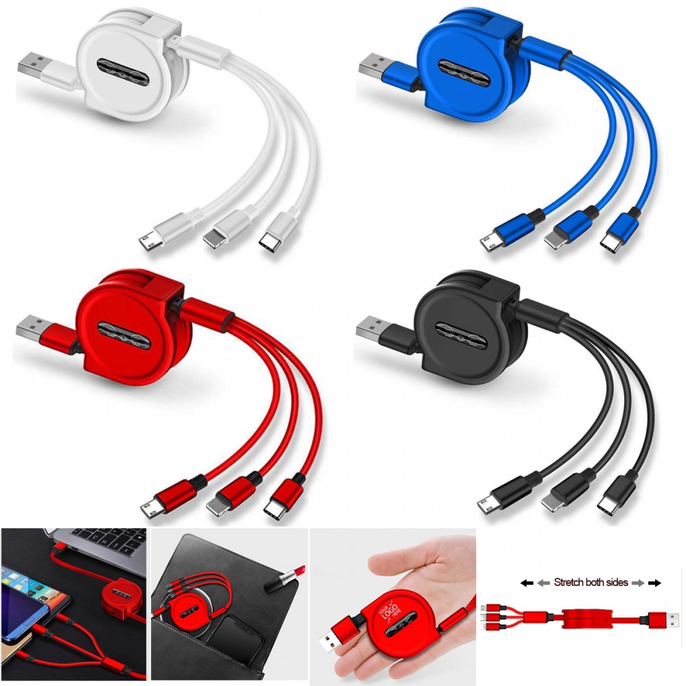 Promotional 3 in 1 Retractable Charging Cable Promotional 3 in 1 Retractable Charging Cable