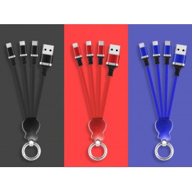 Protable 6" 3 in 1 USB Fast Charger Cables With Key Chain with Logo