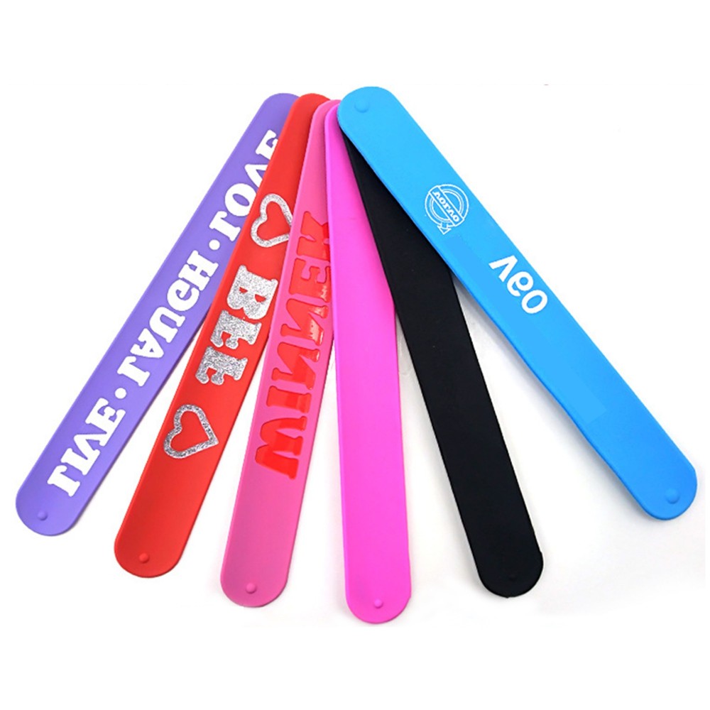 Ruler Printed Silicone Slap Bracelet with Logo