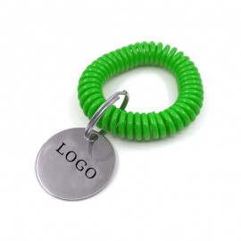 Stainless Steel Bracelet Wrist Coil w/Tag Keyring with Logo  Stainless Steel Bracelet Wrist Coil w/Tag Keyring with Logo