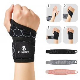 Adjustable Sport Wrist Brace Washable Wrist Sweatbands with Logo