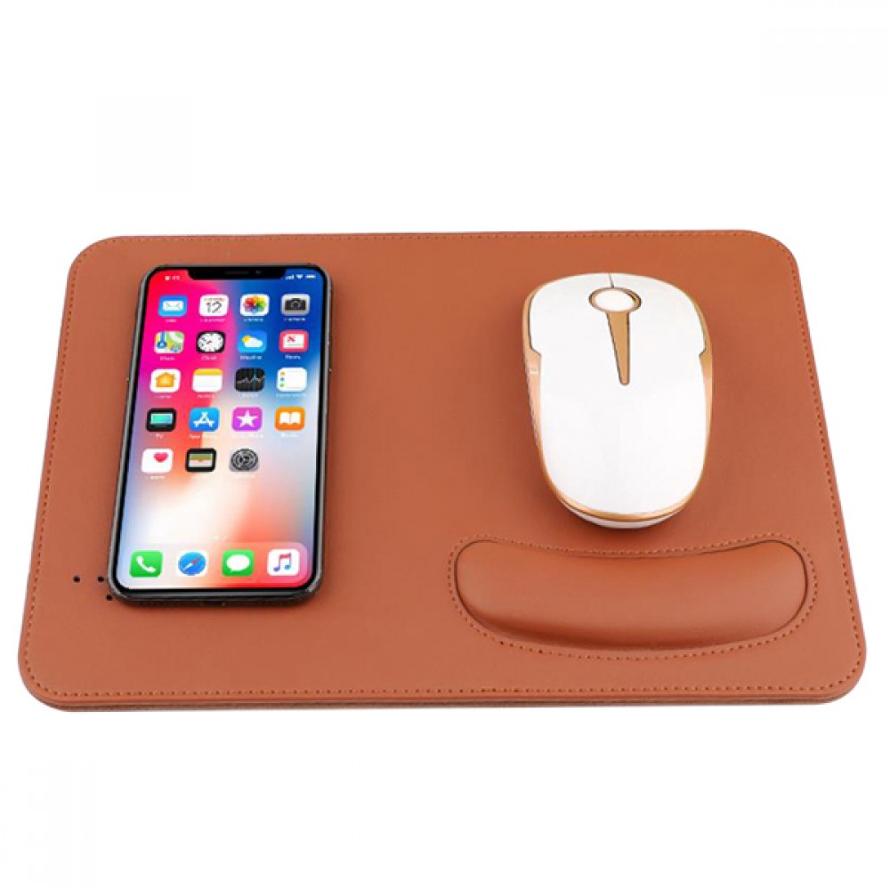 Wireless Charging Mouse Pad w/Wrist Rest with Logo