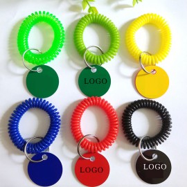 Custom EVA Spiral Wrist Coil Keychain W/ Tag with Logo