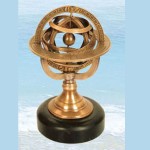 Brass Armillary Spheres w/Stone Base with Logo