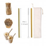Custom Imprinted Reusable Bamboo Drinking Straw w/Cotton Pouch