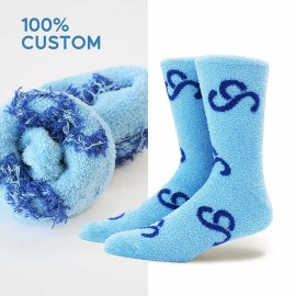 Logo Branded CozyKnit Personalized Socks - Fuzzy Socks - Knit-in  Logo Branded CozyKnit Personalized Socks - Fuzzy Socks - Knit-in