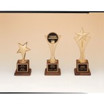 Logo Branded Star Riser Casting Award on Walnut Finished Base (3 3/4"x10")