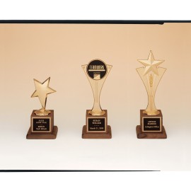 Logo Branded Star Riser Casting Award on Walnut Finished Base (3 3/4"x10")