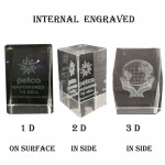Promotional Crystal Block Internal 3d Logo Engraved.