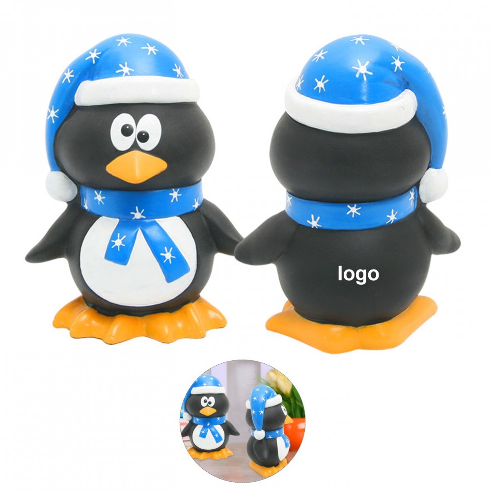 Plastic Penguin Figure with Logo