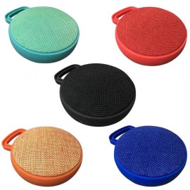 Round Fabric Wireless Bluetooth Speaker with Carabiner with Logo
