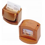 Cherry Finish Pop-up Business Card Box w/Picture Frame Logo Printed