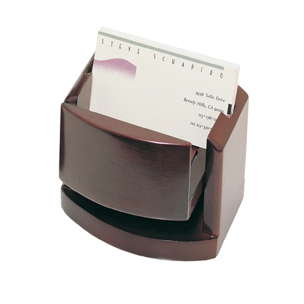Logo Printed Rosewood Pop-up Business Card Box w/Picture Frame