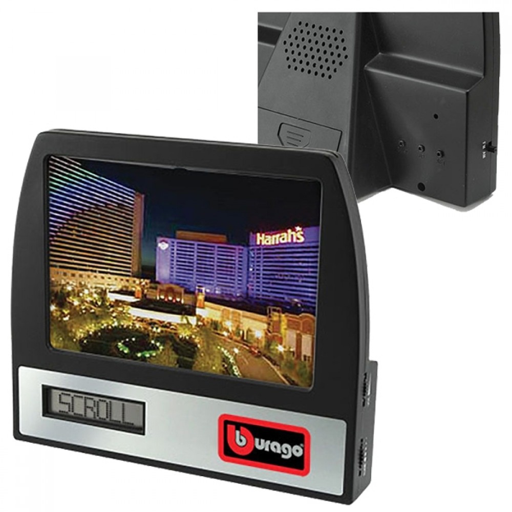 AM/FM Radio Clock & Photo Frame w/ Scrolling Message Custom Imprinted AM/FM Radio Clock & Photo Frame w/ Scrolling Message Custom Imprinted