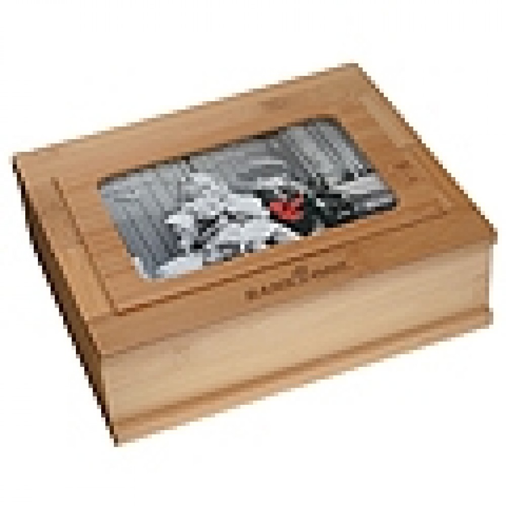 Bamboo Treasure Box with Picture Frame (4" x 6") Custom Imprinted