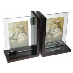 Pair of Beautiful Glass Frame Bookends (4" x 6") Custom Imprinted