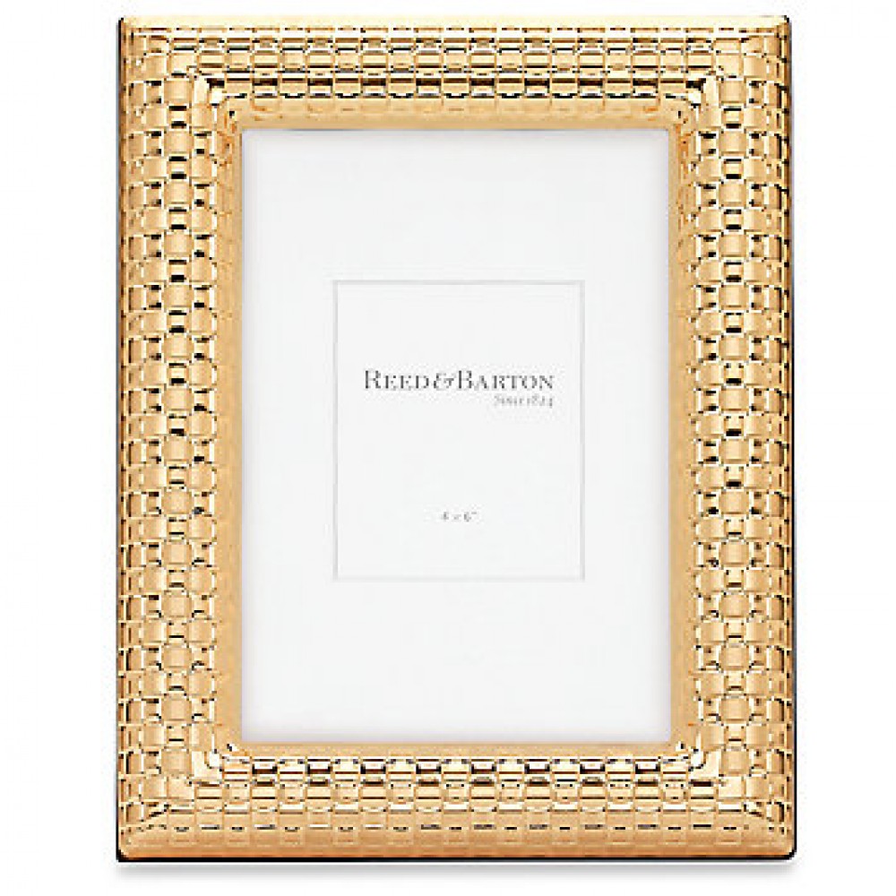 Custom Printed Reed & Barton Watchband Satin Gold 4x 6 Picture Frame