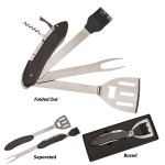 Folding BBQ Tools w/Black Handle Logo Printed