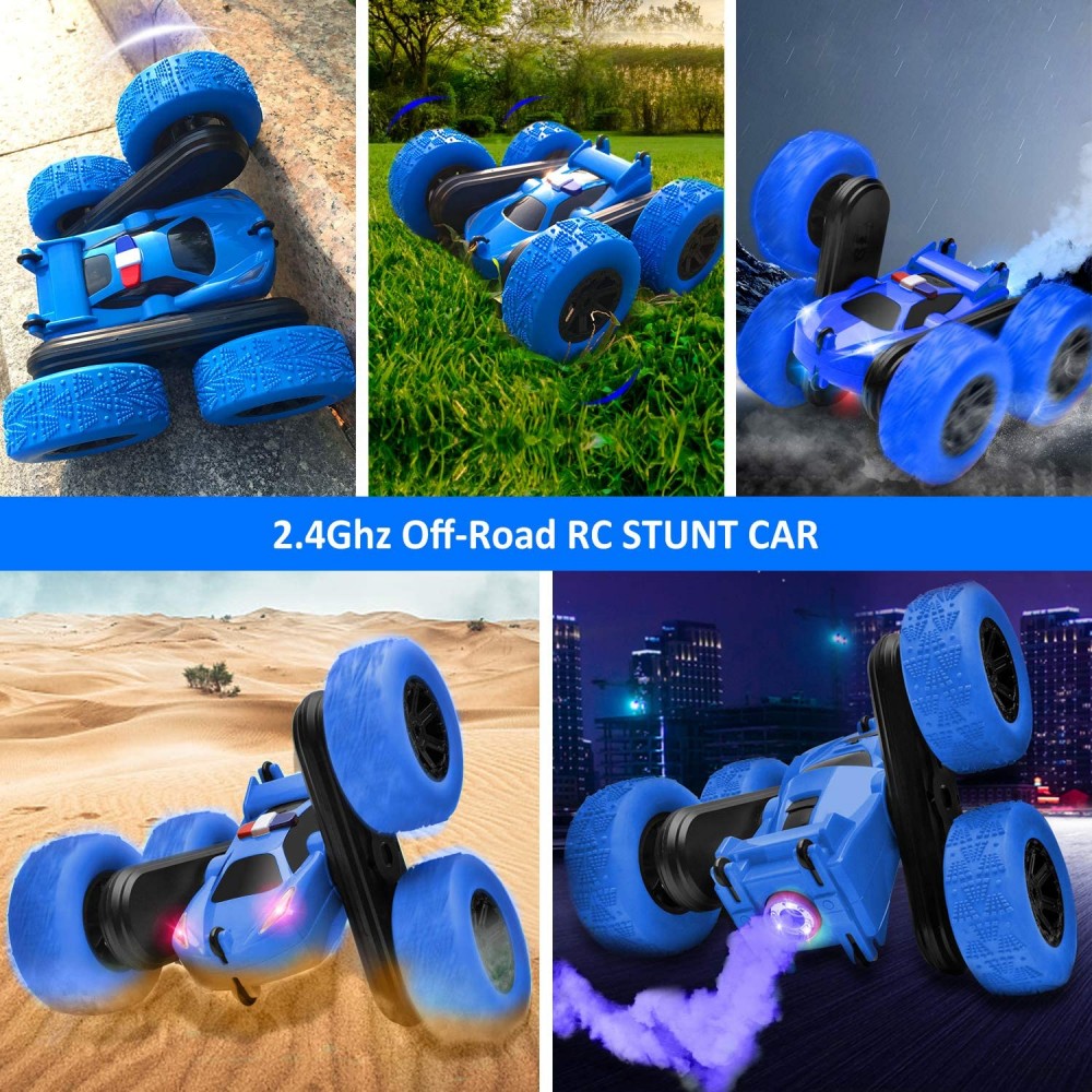 4WD RC Stunt Car 360Flips Double Sided Rotating with Headlights, Music and Spray - AIR PRICE with Logo