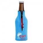 Zipper Bottle Coolie Cover with Bottle Opener (1 Color Cover & Opener) with Logo