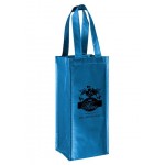 Metallic Laminated Wine Tote Bag - 1 Bottle Non-Woven Tote (5"x5"x12") with Logo