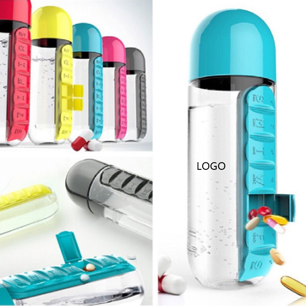 Custom Imprinted 7 Day Pill Tablet Medicine Organiser Water Drink Bottle Custom Imprinted 7 Day Pill Tablet Medicine Organiser Water Drink Bottle