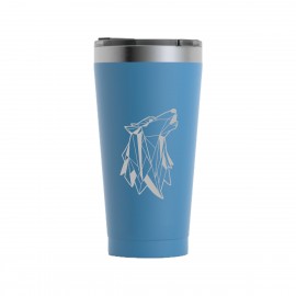 RTIC 16oz Ringed Slate Blue Stainless Steel Pint with Logo