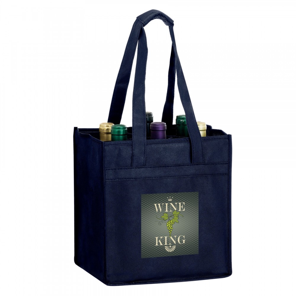 Custom Wine Tote Bag - 6 Bottle Non-Woven Tote w/ Full Color (10"x7"x11") - Color Evolution Custom Wine Tote Bag - 6 Bottle Non-Woven Tote w/ Full Color (10"x7"x11") - Color Evolution