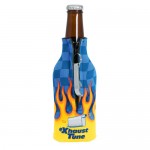 Zipper Bottle Coolie Cover with Blank Bottle Opener (4 Color Process) with Logo
