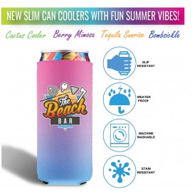 Slim Can Cooler Full Color-FUN COLORS with Logo