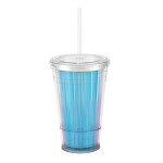 16 oz double wall plastic tumbler with Iridescent insert with Logo