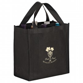 Customized Wine Tote Bag - 6 Bottle Non-Woven Tote w/ Removable Divider (11"x7"x12")  Customized Wine Tote Bag - 6 Bottle Non-Woven Tote w/ Removable Divider (11"x7"x12")