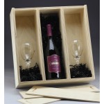 15.5" x 15.6" - Premium Engraved Birch Wood Triple Wine Box - Slide Top with Logo
