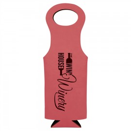 Logo Branded 5.5" x 14.5" - Premium Leatherette Wine Bag - Laser Engraved